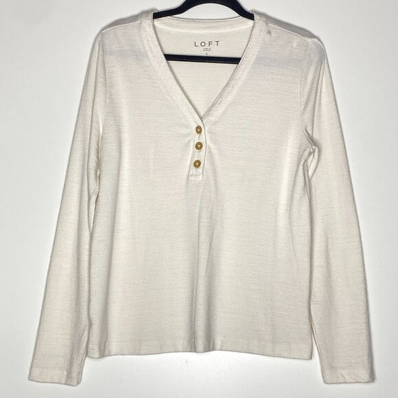 LOFT Henley Long Sleeve Tee Women's Size Large - Picture 7 of 7